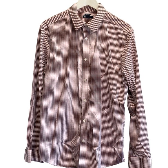 Gap Non Iron Mens Button Down Shirt Plaid Size Large Slim Fit 100% Cotton - Picture 1 of 6